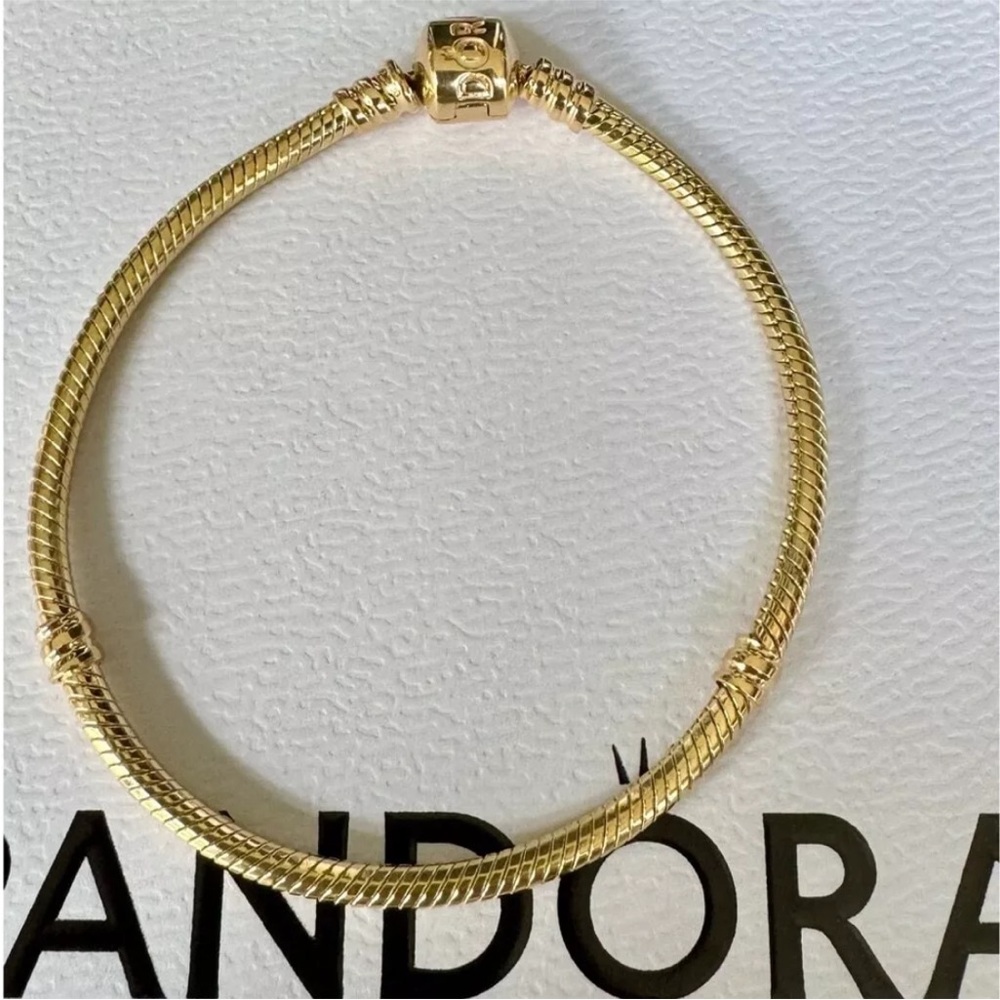 NEW❗️100% Authentic PANDORA Moments Snake Bracelet 14k Solid Yellow Gold 7.5”